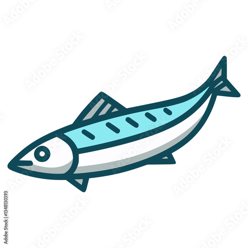 herring fish wild animal sea ocean flat color vector illustration template design