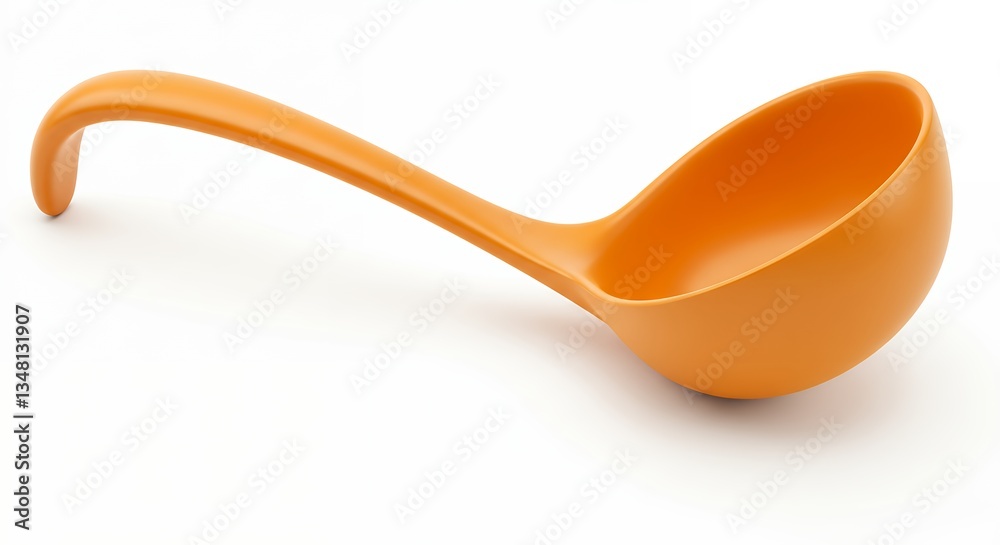 Isolated orange ladle on white background for serving food Isolated orange ladle on white background for serving food