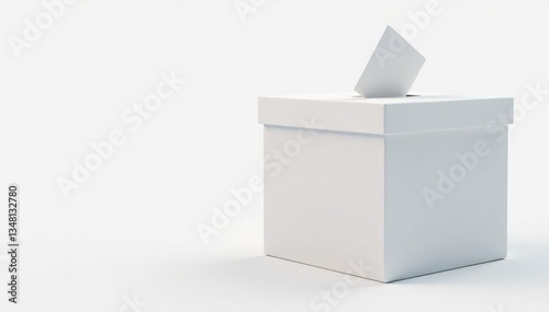 Single ballot box isolated on pure white background , ballot box, station, democracy