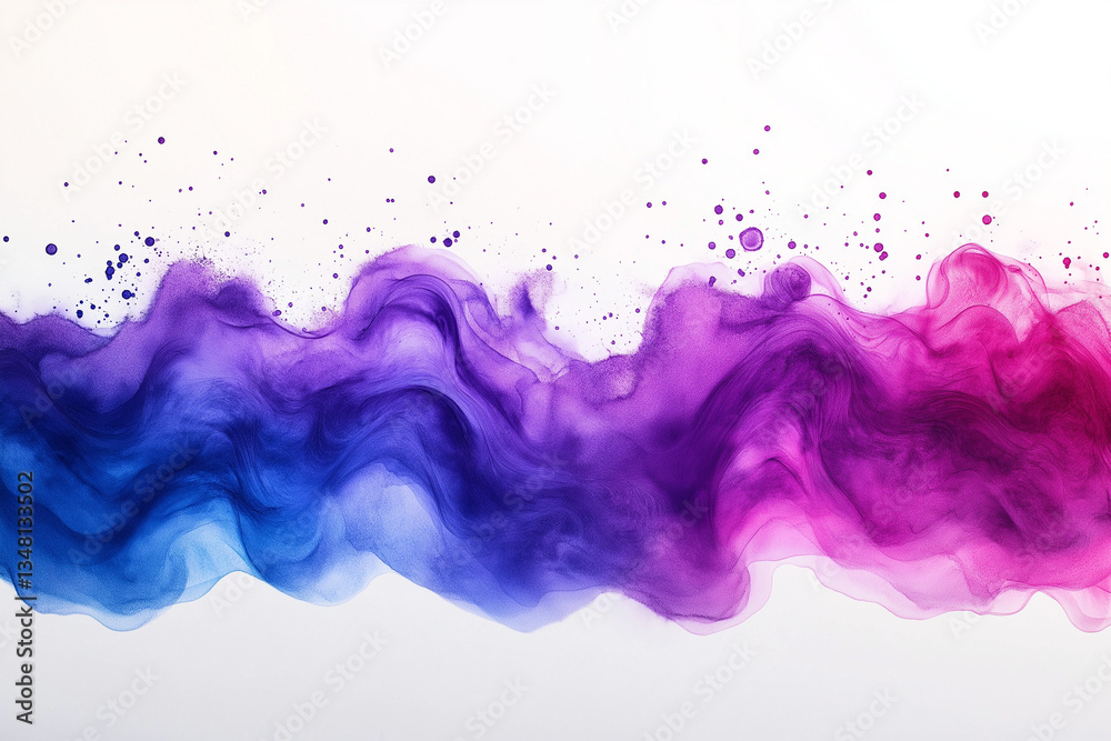 Fototapeta premium A vibrant splash of color, transitioning from blue to pink, resembling watercolor or ink in motion. Part of a collection of file uploads