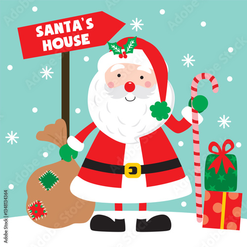 Santa Claus and Character Christmas For Christmas Card or Bag design