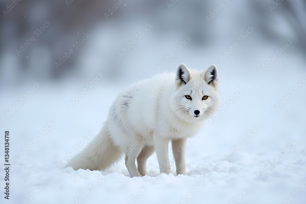 Arctic Fox Camouflaged in Snowy Terrain Arctic Fox Camouflaged in Snowy Terrain