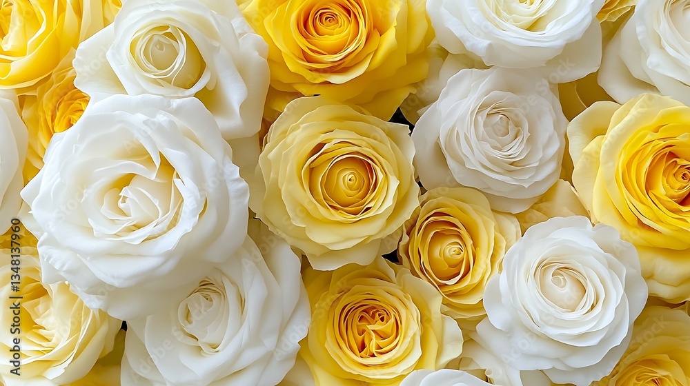 Stylish closeup of yellow and white roses forming a beautiful floral composition perfect for any occasion : Generative AI Stylish closeup of yellow and white roses forming a beautiful floral composition perfect for any occasion : Generative AI