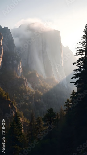 Serene Dawn Over Majestic Mountain Landscape