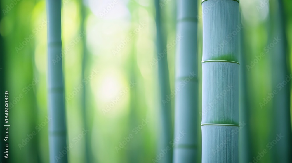 Standing Bamboo Stalks in a Lush Green Forest with Bright Sunlight Standing Bamboo Stalks in a Lush Green Forest with Bright Sunlight