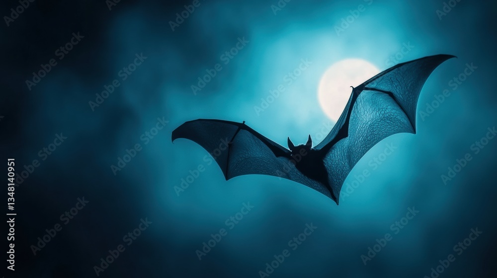 Fototapeta premium wing wildlife A bat wing silhouetted against the moonlit sky.