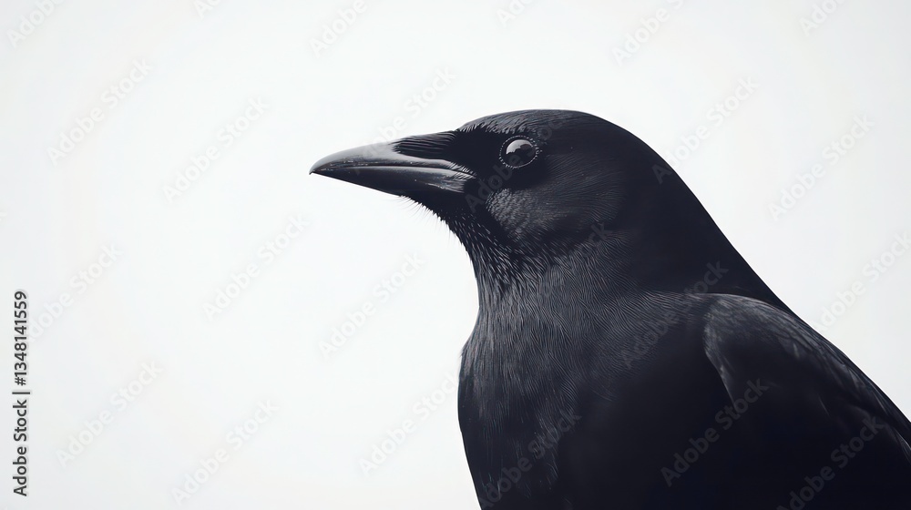 Close-up profile of a crow, outdoors. Possible use Nature photography Close-up profile of a crow, outdoors. Possible use Nature photography