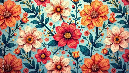 Intricate floral pattern, repeating seamlessly , seamless, textile, repeat pattern