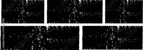 Set of grunge jagged rectangle shape. Black torn paper leak sheet for sticker, collage, banner .Paint brush strokes. Hand-drawn ripped papers for collage. Grunge distressed text boxes.