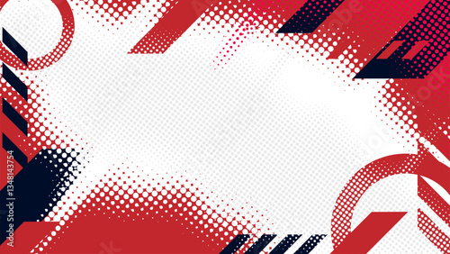 Abstract sport background with white, red and navy color and copy space area