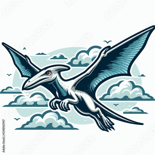 flying pterodactyl vector illustration