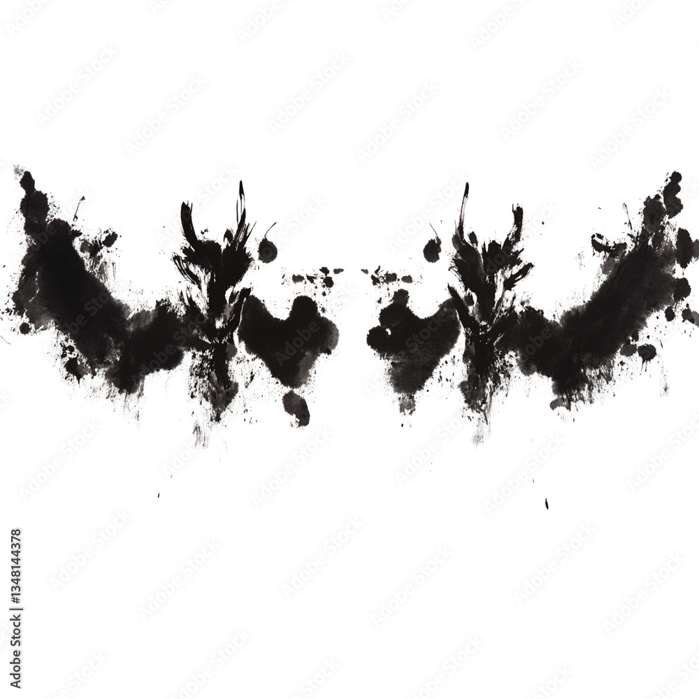 Obraz premium Abstract ink blot design with symmetrical patterns and dark tones