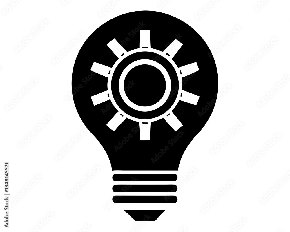 creative Light bulb with Gear icon silhouette vector illustration isolated on white background creative Light bulb with Gear icon silhouette vector illustration isolated on white background