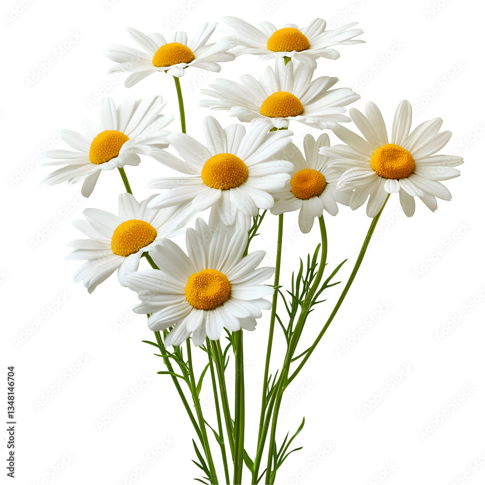 Fototapeta premium Daisy Bouquet with White Petals and Yellow Centers Isolated