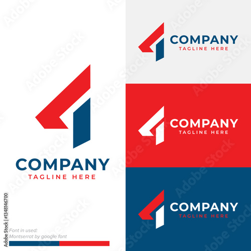 Bold number 4 logo symbol icon flat stock vector design