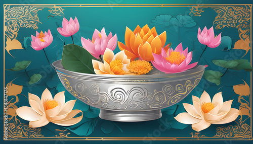 Wallpaper Mural Songkran Festival Vector: Grand Celebration with Thai Flowers and Water Bowl

 Torontodigital.ca