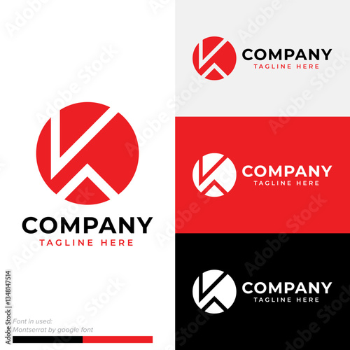 Circle letter K also home roofing logo symbol icon flat stock vector design