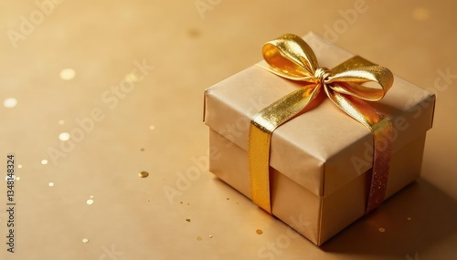 Subtle gold foil gift boxes on kraft paper, repeating pattern, gold, packaging, wrapping