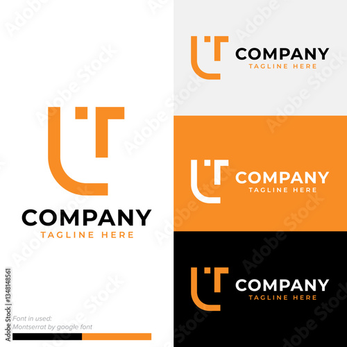 the face also letter L and T or initial LT logo symbol icon flat stock vector design