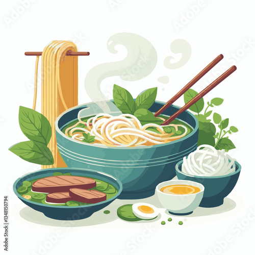 asian, food, meal, pho, bowl, vietnamese, meat, vegetable, soup, beef, cuisine, healthy, spicy, traditional, lunch, dinner, broth, noodle, noodles, delicious, vietnam, lime, chili, dish, coriander, ph