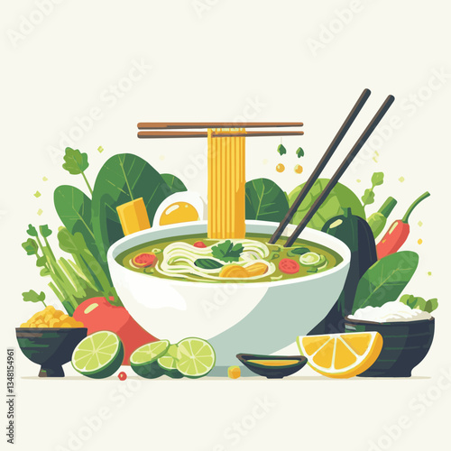 asian, food, meal, pho, bowl, vietnamese, meat, vegetable, soup, beef, cuisine, healthy, spicy, traditional, lunch, dinner, broth, noodle, noodles, delicious, vietnam, lime, chili, dish, coriander, ph