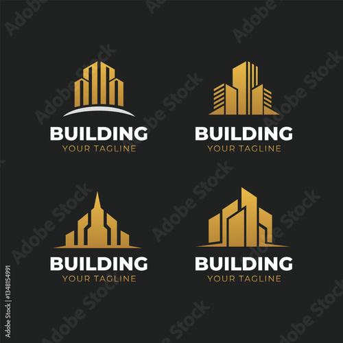 Building logos vector set. apartment illustration signs collection. skyscraper symbol. architecture logo futuristic design.