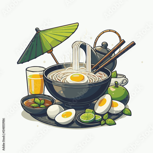 asian, food, meal, pho, bowl, vietnamese, meat, vegetable, soup, beef, cuisine, healthy, spicy, traditional, lunch, dinner, broth, noodle, noodles, delicious, vietnam, lime, chili, dish, coriander, ph