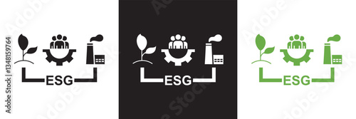 ESG icons, such as environment social governance icon.  Vector illustration. isolated on white and black background. EPS 10