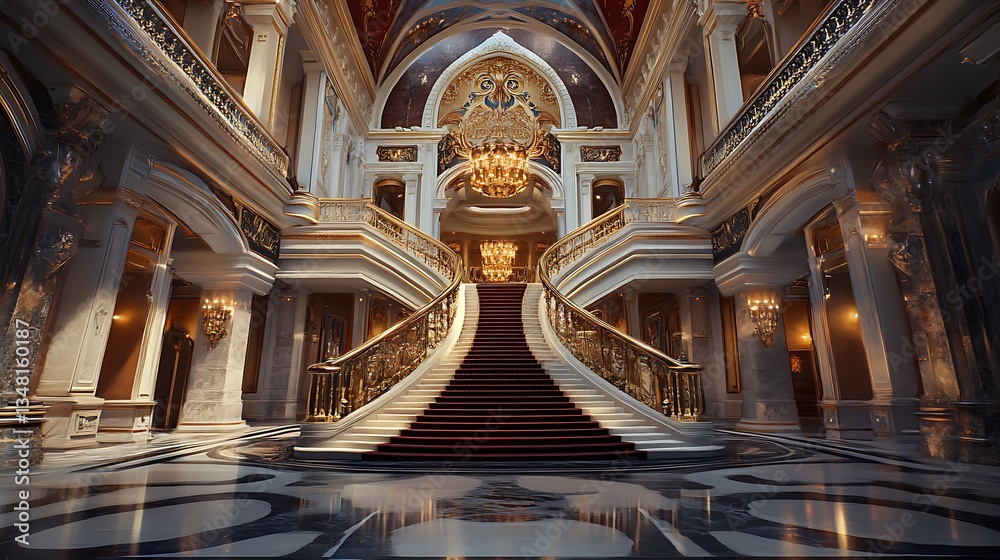 Obraz premium Grandiose Palace Interior: A Majestic Staircase