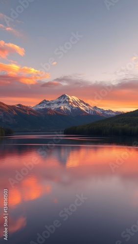 Tranquil Alpine Lake at Sunset