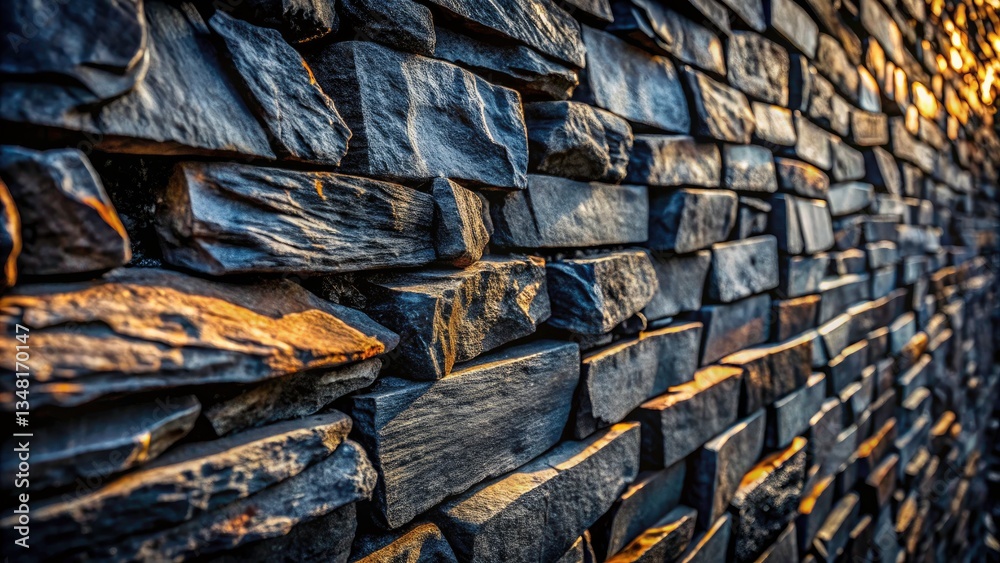 Obraz premium Black Stone Wall Texture Background - High-Resolution Candid Photo