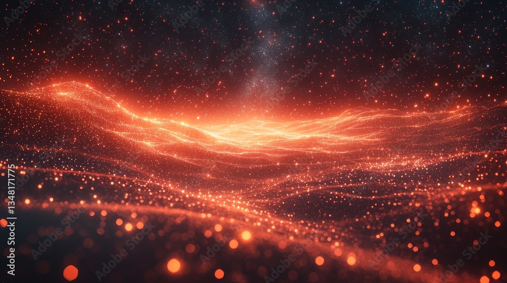 Naklejka premium Fiery Celestial Landscape: A Digital Masterpiece