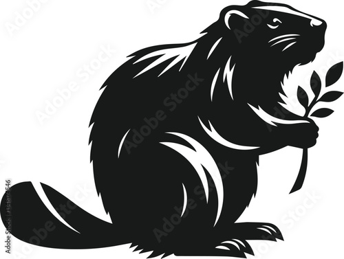 Wallpaper Mural Beaver holding a small branch in its front paws vector Torontodigital.ca