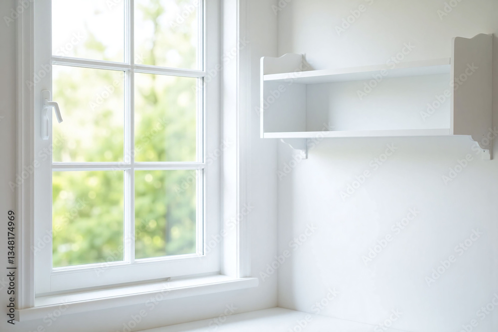 window with a white frame and a window sill window with a white frame and a window sill