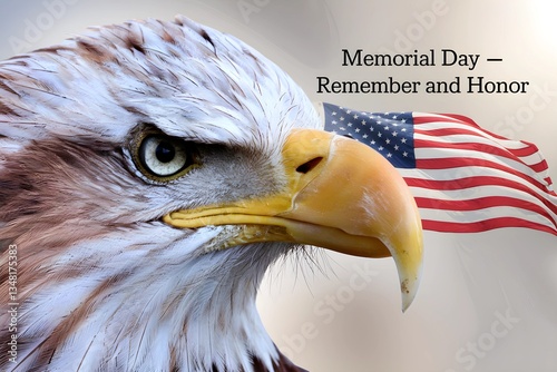 Patriotic Memorial Day Image Featuring Bald Eagles and American Flag 