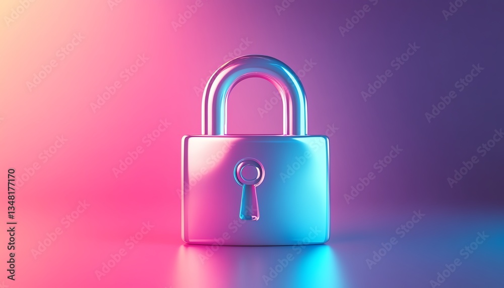 Highquality 3D render of a padlock icon with a smooth colorful gradient Highquality 3D render of a padlock icon with a smooth colorful gradient