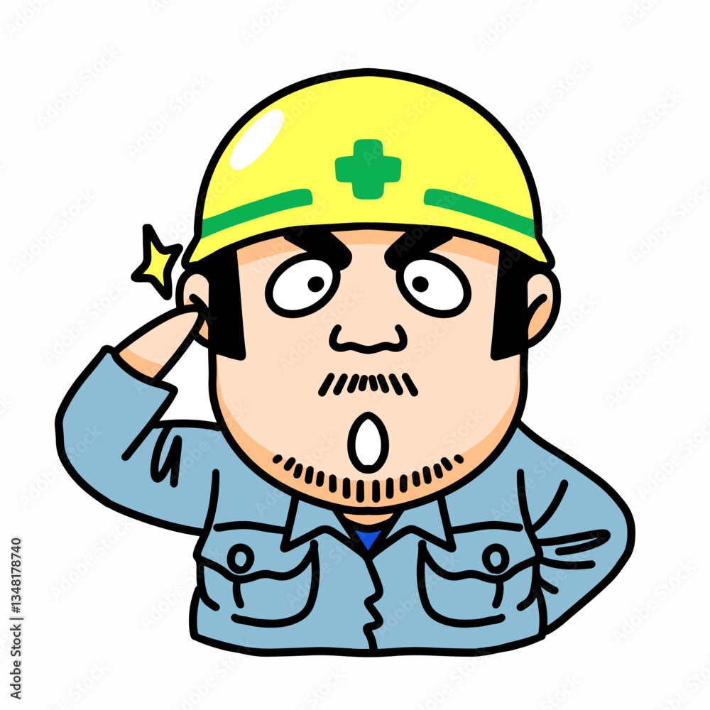 Illustration Artwork Warning Construction Worker Sign Mascot Cartoon Japanese Drawing Helmet Road Repair Cone Warning Anime Manga Illustration Artwork Warning Construction Worker Sign Mascot Cartoon Japanese Drawing Helmet Road Repair Cone Warning Anime Manga