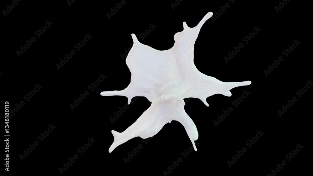 Slow motion creamy milk splash on transparent alpha Slow motion creamy milk splash on transparent alpha