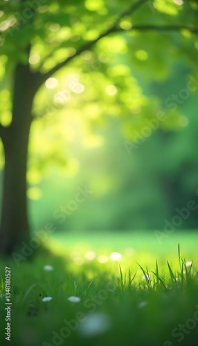 Generative AI Image a sun-drenched meadow with a majestic tree in the background