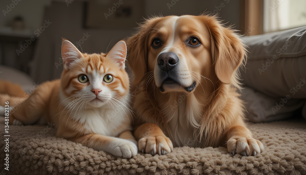 cat and dog on carpet cat and dog on carpet