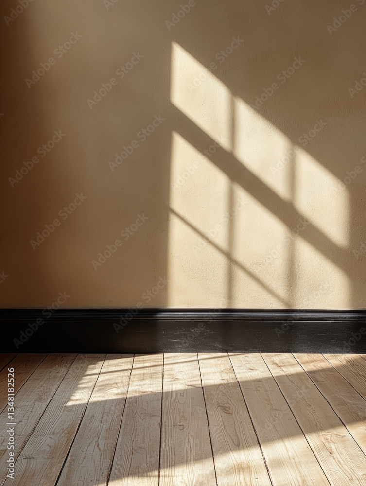 Empty room with wooden floor and walls in a contemporary interior