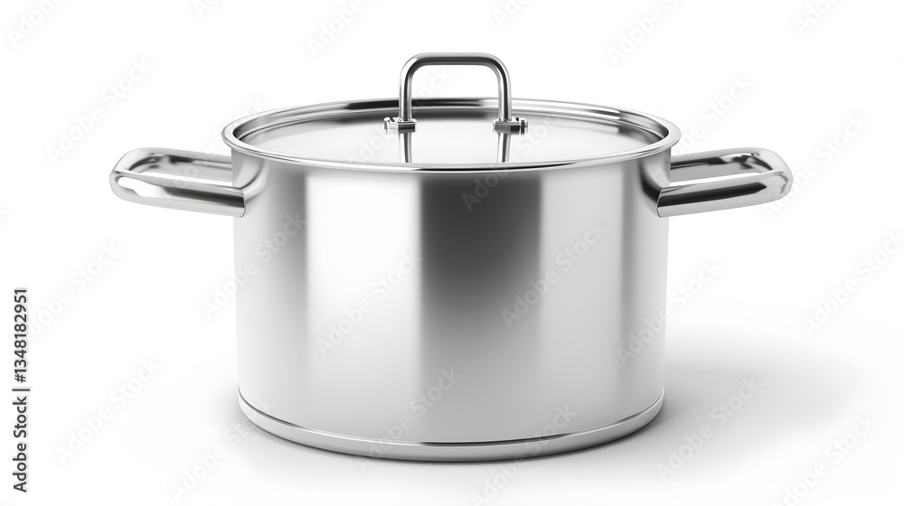Bright and Detailed Stainless Steel Pot on White Studio Background Bright and Detailed Stainless Steel Pot on White Studio Background