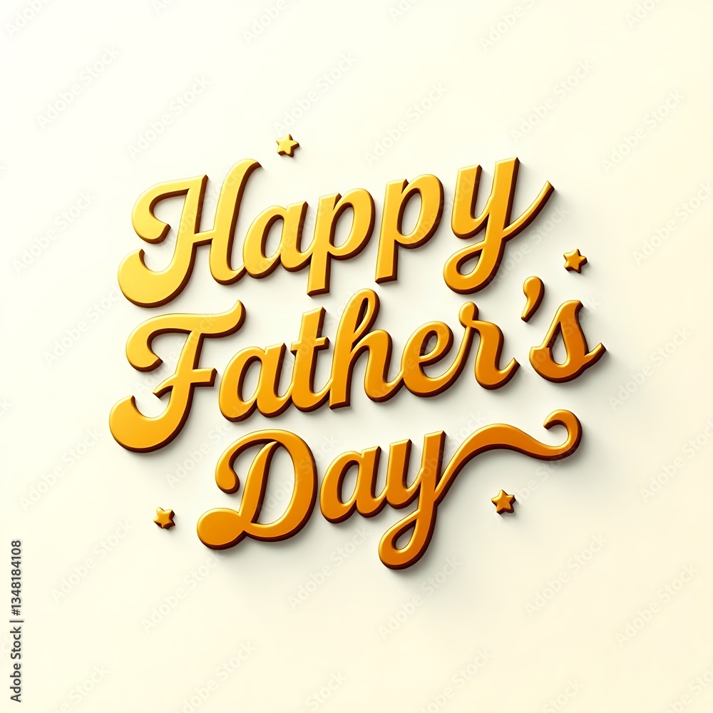 Fototapeta premium 3D Golden Happy Father's Day Typography on Light Background