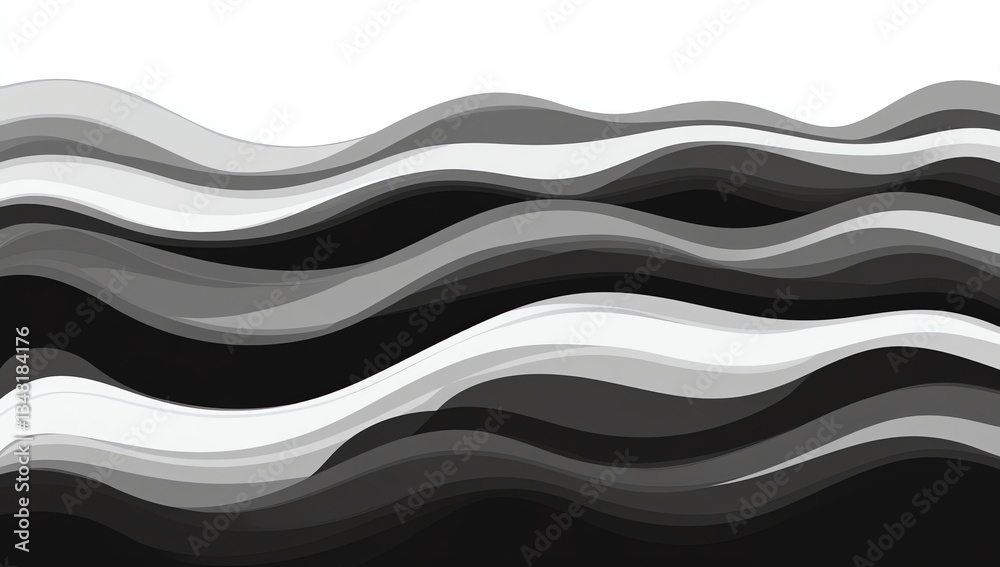 Obraz premium Abstract Flowing Wave Background in Gray and White Minimalist Design