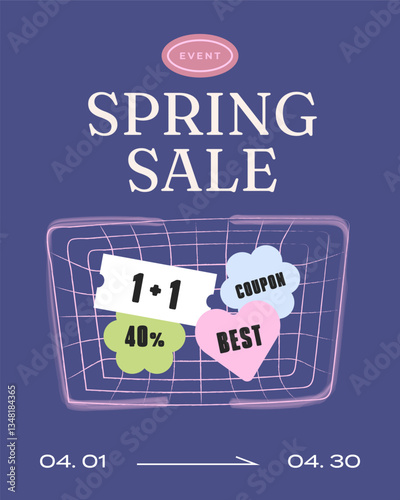 봄맞이 세일 이벤트 배너 템플릿. spring sale. 플랫 디자인.