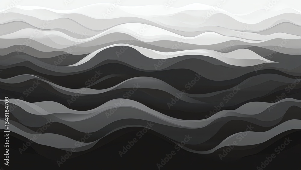 Fototapeta premium Abstract Wavy Gradient Background with Monochrome Layers for Modern Design