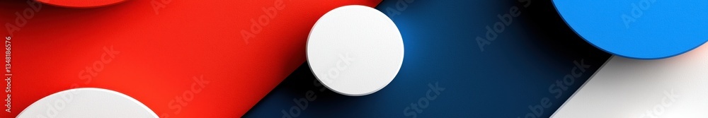 Abstract Geometric Composition with Red Blue and White Circles Abstract Geometric Composition with Red Blue and White Circles