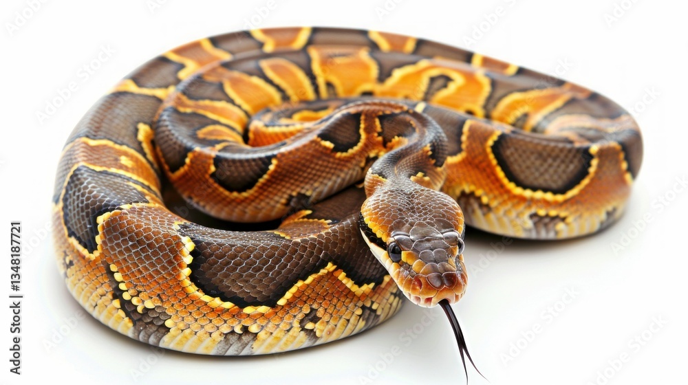 Obraz premium A slithering snake with its body coiled, isolated on a white background.