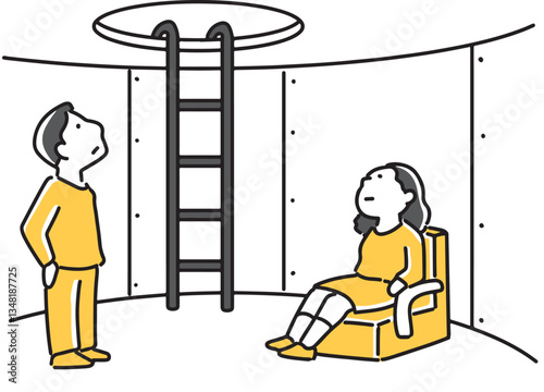 シェルターの中の男女