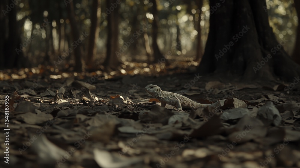 Lizard in forest floor Lizard in forest floor